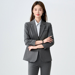 Women's Formal Suit Set Full Sleeve Worsted Anti-Wrinkle Turn <b>Down</b> Collar Autumn Business Work Attire - Product Image 2