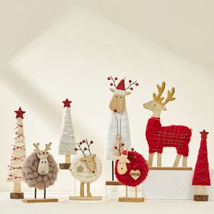 Noël en bois mouton feutre petits ornements ensemble en peau <span class=keywords><strong>de</strong></span> mouton bonhomme <span class=keywords><strong>de</strong></span> neige vieil homme Table à manger décoration arbre <span class=keywords><strong>de</strong></span> noël ornements - Product Image 1