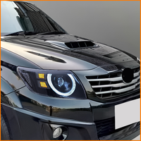 Pour Toyota Hilux 2008 2009 2010 2011 Phare de style Defender à projecteur Bi-LED double lentille avec anneau lumineux fumé et halo, mise à niveau du phare avant