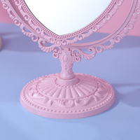 Miroir cosmétique classique vintage en forme de cœur, double face, ovale, avec bordure en dentelle plastique