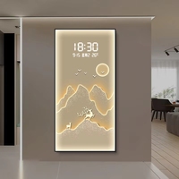 Décoration murale de luxe LED Art Déco en cristal, nature morte, Diwali, horloge à écran LCD, peinture, cadre en alliage d'aluminium