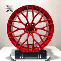 Velg XINGTU Reinforced Rim Barrel Pressure Forged Staggered Concave Merah dengan Tutup Logo Kustom untuk Beban Berat untuk SF90 911 GT