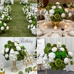 Conjunto de Arreglos Florales Artificiales de Seda Realista en Tonos Frescos Blanco y Verde para Decoración de Bodas, Banquetes y Eventos - Product Image 2