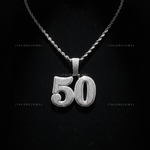 Collar con Colgante de Número 55 en Oro, Cadena de Cuerda, Plata de Ley 925, Moissanita, Letra del Alfabeto, Chapado en Oro, Joyería Elegante, Regalo - Product Image 2