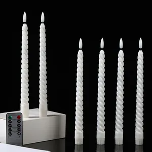Bougies coniques sans flamme en spirale avec télécommande et minuterie bougies de fenêtre à piles torsadées pour la décoration de mariage