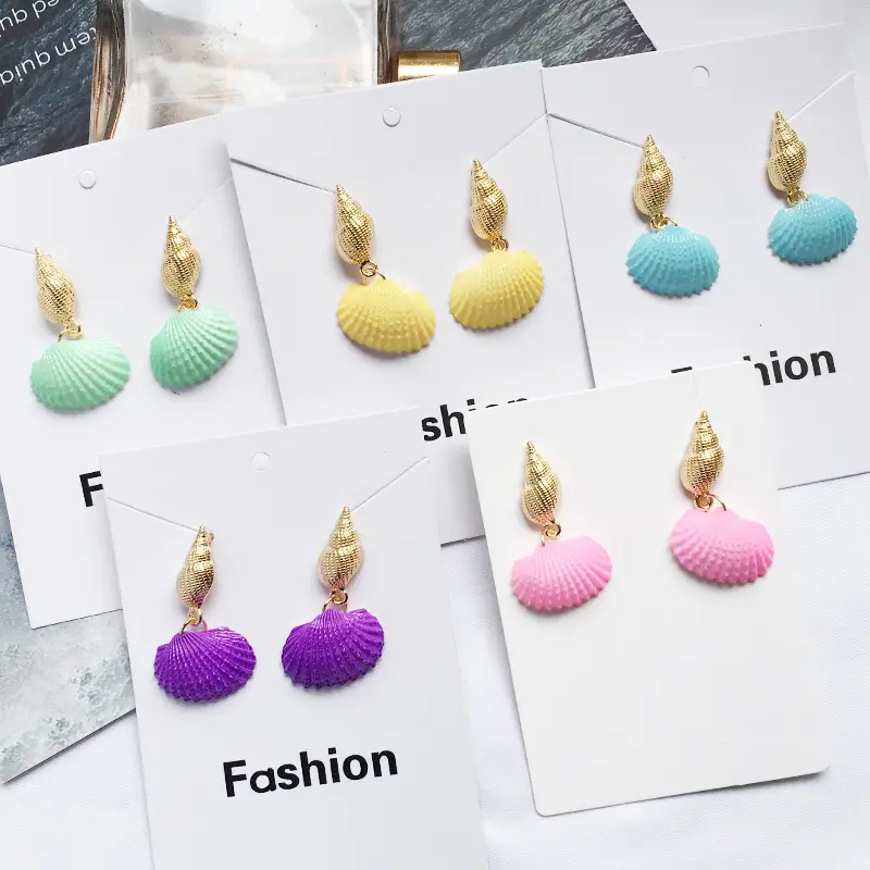 Sea Shell Earrings for Women Rainbow Colorful Gold Conch Earing for Girls Women