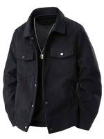 Blouson Bomber Décontracté Homme en Velours Côtelé à Manches Longues, Personnalisation Usine, Couleur Unie, Style Streetwear, Polyester