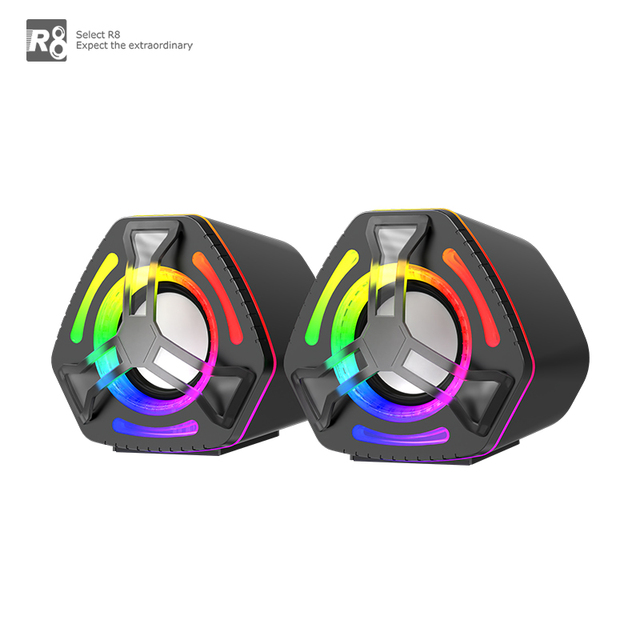 R8 2024 4D Surround Soundbar Computer Speaker Portable USB Speaker TV Soundbar Box Subwoofer Stereo Music Box