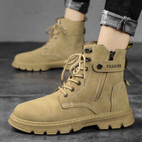 Nouvelles bottes pour hommes en cuir PU, bottes décontractées tendance, bottes hautes en PU, antidérapantes, semelle épaisse, style skateboard, chaussures décontractées