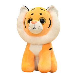 Selvaggi e realistici giocattoli di peluche animali di tigre farciti di peluche del bambino di tigre con glitter occhi di peluche per decorazione della borsa - Product Image 1