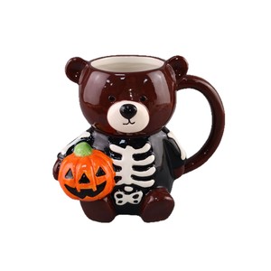 Tazza in Ceramica Personalizzata Creativa per Halloween e Compleanno con Orsetto Scheletro e Zucca - Product Image 5