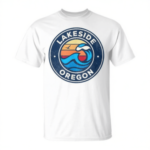T-shirt Lakeside Oregon con onde nautiche vintage - Product Image 2