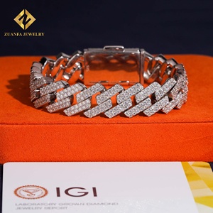 Zuanfa Jewelry Lab Grown Diamond Bracelet Popular 15mm Cuban Chain Cuban Link Chain Necklace Bracelet <b>Men</b> Iced Out Diamond 925 - Product Image 1