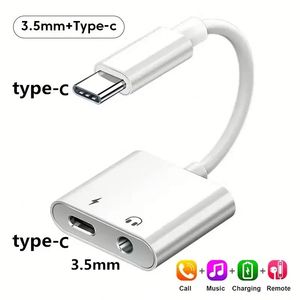 High Quality <b>Type</b> <b>C</b> <b>Adapter</b> 2 in 1 Usb-<b>c</b> to 3.5mm Jack Headphones Aux Audio Splitter Charger Usb <b>C</b> Earphone <b>Adapter</b> - Product Image 3