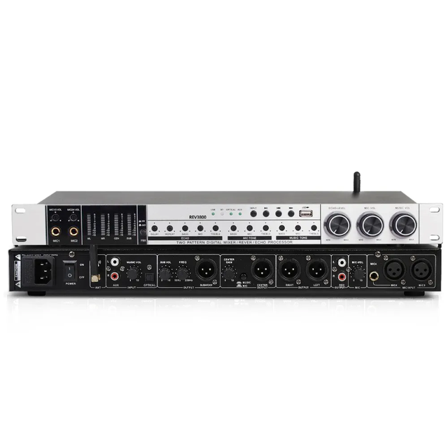 Professional REV3900 Digital Karaoke Audio Effects Processor with 2 UHF Metal Handheld Microphones High-Frequency 10-30kHz