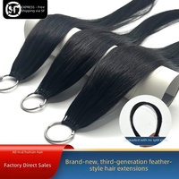 Extensions de cheveux humains européens à micro-anneaux 6D, coupe plume, cuticules alignées, lisses, Remy, grade 10A, 12 pouces, double trame machine