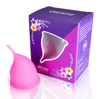 Copa Menstrual Reutilizable de Silicona de Grado Médico, Plegable y Suave, Color Rosa/Morado, Caja de Regalo, Venta al Por Mayor Personalizada, Tamaño Pequeño/Grande, 5 Años de Garantía