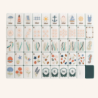 Ensemble de Mahjong de style côtier américain avec tuiles en acrylique de qualité supérieure, thème Sables de la côte est de l'océan : Ensemble de tuiles de Mahjong