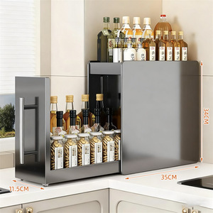 Nuevo Estante Delgado para Especias de Cocina - Organizador Extraíble Multicapa Antipolvo para Aceite, <span class=keywords><strong>Sal</strong></span>, Salsas y Vinagre - Product Image 3