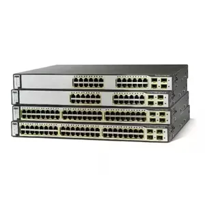 WS-C3750V2-24PS-E Switch PoE Ethernet 24 portas WS-C3750V2-24PS-E série 3750V2 original novo 24 portas 10/100Mbps