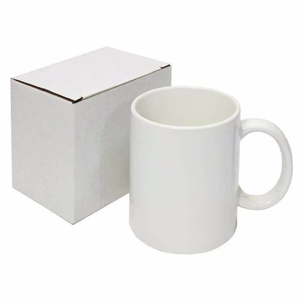 Tasse en céramique vierge revêtue blanche 11OZ, ensemble de 10 pièces, bon marché, pour bricolage et Sublimation