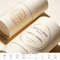 Boîte d'emballage cylindrique en papier de luxe certifiée FSC personnalisée, OEM, écologique, pour parfum, soins de la peau, bougie, cadeau, tube rond en carton