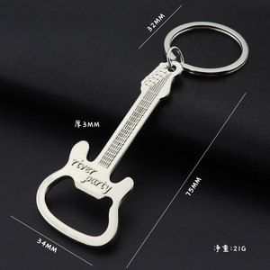 Personalized Creative Guitar Soda Beer Bottle Cap Opener Keychain Customized Metal Car Key Pendant Souvenir