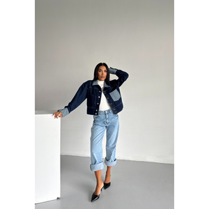 Chaqueta vaquera para mujer, color índigo, con botones al frente, bolsillos y cuello, talla S - Product Image 5