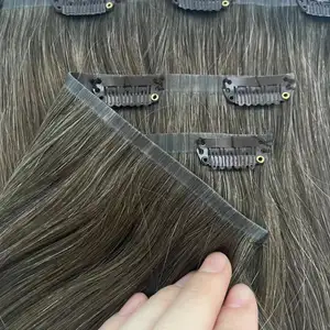 Wholesale Virgin Remy Cuticle Aligned Double Drawn Top Quality PU Skin Seamless One Piece Clip in Hair Extensions