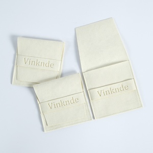 Custom Logo Printed Luxury Microfiber Necklace Jewelry Bag Small <b>White</b> <b>Envelope</b> Flap Package Pouch - Product Image 3