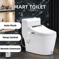 Siège de toilette intelligent électrique avec bidet intégré, couvercle japonais, auto-nettoyant, chauffant, forme allongée, télécommande incluse