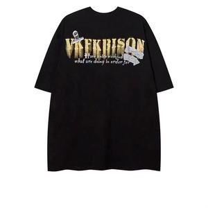 เสื้อยืดสตรีทเฮฟวีเวตไซส์โอเวอร์ไซส์ผ้าถักรัดรูปพิมพ์ลายสตรีทแวร์ - Product Image 2