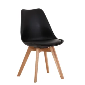 Chaise de salle à manger en plastique, Chaise en plastique, design classique, scandinave, moderne, solide, pieds en bois