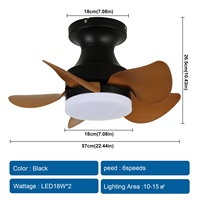 Ventilateur de plafond moderne 6 vitesses en ABS noir de 16 pouces à 3 pales avec télécommande, prix usine