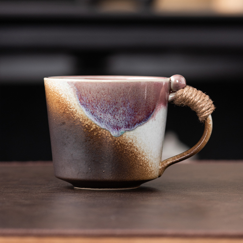 Tasse de poupée en corde nouée, glaçage violet