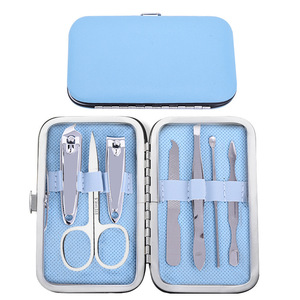 Ensemble de coupe-ongles en acier inoxydable coloré, 8 pièces, complet, en boîte, ciseaux, cure-oreilles, coupe-ongles pour bébé, personnalisable - Product Image 2