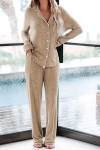 Setelan Piyama Wanita Lengan Panjang dengan Tali Serut, Pakaian Tidur Panjang, Pakaian Tidur Lembut, Setelan Santai - Product Image 3