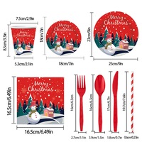 Ensemble de vaisselle jetable de Noël de style moderne personnalisé, très vendu, respectueux de l'environnement, pour les dîners de Noël, assiettes en papier