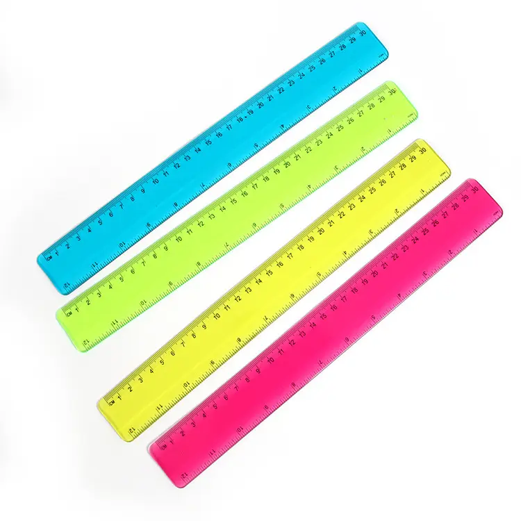 Custom logo 30cm flexible plastic scale ruler for school kids
