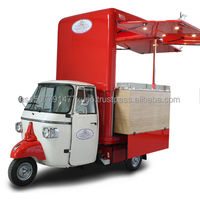 Carrito de Comida Móvil Piaggio Ape Totalmente Equipado, Bar Móvil de Comida Rápida, Quiosco de Café Móvil, Remolque de Catering para Eventos, Triciclo de Comida Tuk Tuk
