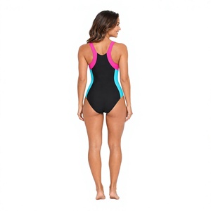 Professional Women One Piece Swimming Suit Racerback Support Contrast Panels Quick Dry Fabric For Clubs Training And Team Use - Product Image 2