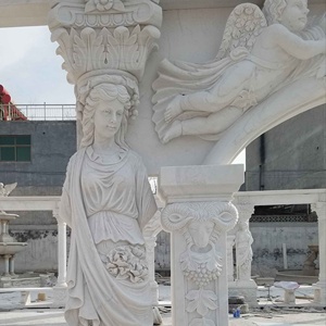 Décoration extérieure de la maison Pierre de marbre naturel Piliers de porte romains carrés Villa personnalisée Colonne ronde Sculpture Statues de femme à vendre - Product Image 3
