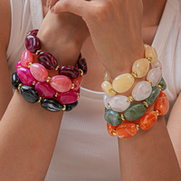 Bracelet élégant rétro en acrylique transparent épais à maillons géométriques ovales irréguliers, idéal pour la mode quotidienne moderne – Grande vente