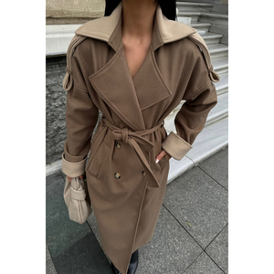 Abrigo de Visón para Mujer, Estilo Vintage Otoño Invierno, Cuello Alto, Puños Beige Teñidos, Transpirable, Tallas XS a XL - Product Image 3