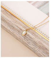 Collier pendentif ovale en opale en argent sterling 925 plaqué or, collier minimaliste en pierres précieuses pour femmes