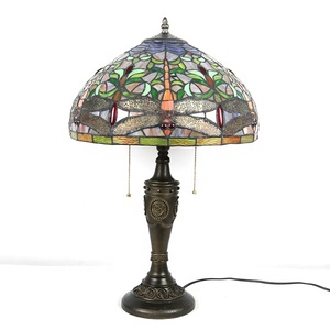 Lampada da Tavolo LongHuiJing Dragonfly 16 Pollici Stile <span class=keywords><strong>Tiffany</strong></span> E27 LED, Paralume in Vetro Colorato, Design Flessibile per Soggiorno - Product Image 5