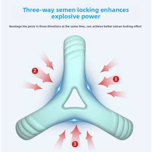 حلقة سيليكون ثلاثية للرجال من السيليكون الناعم ، قفل السائل المنوي والواقي الذكري ، ميزة التأخير البدني ، ميزة Yibrator - Product Image 2