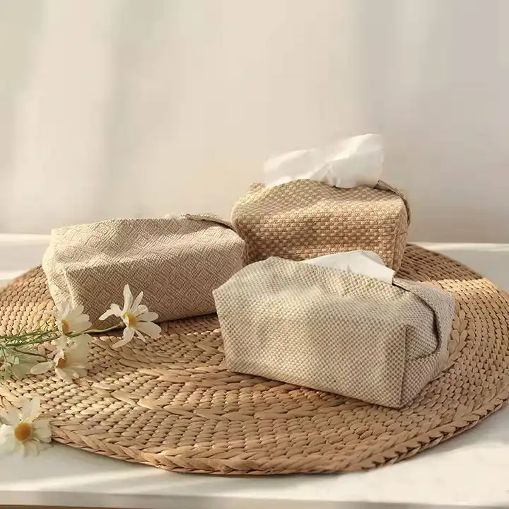 Linen Fabric Tissue Box Cover