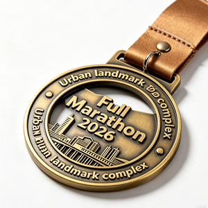 Venta Directa de Fábrica, Medalla 3D Personalizada de Metal Chapada en Oro, Impresión Offset, Cinta Roja y Blanca, Regalo Promocional con Temática Deportiva - Product Image 3