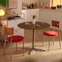 Table de restaurant de style vintage français pour la maison, petit appartement, balcon, acier inoxydable, plateau carré en bois artificiel, marque MJ